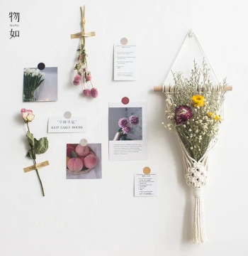 Ins Style Dried Flower Wall Decor Hanging Ornament for Bedroom and Living Room, Photo Wall Background Cover-Up, Room Arrangement Wall Art