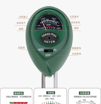 Soil pH Value Detector Meter for Flowers Pots Nutrients Moisture Humidity Sensor Soil Testing Instrument