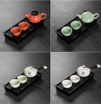 Ceramic Kung Fu Tea Set Small Suite Minimalist Home Personal Use Hotel Single Person Brewing One Pot Two Cups Dry Tea Tray