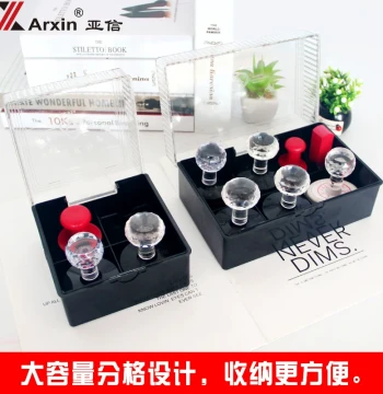 Yaxin Seal Storage Box with Multiple Compartments - Portable Case for Official, Photosensitive, Atomic, and Electronic Seals; Clear Plastic Round Multi-Function Finance & Stationery Stamp Box