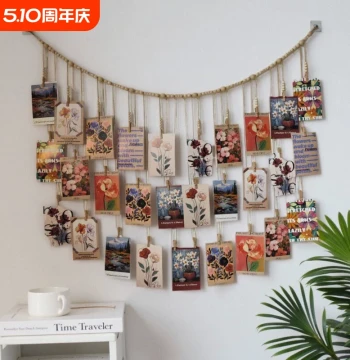 Creative Photo Wall Hanging - Home Decor Rope Display for Photos, Background Wall Organizer, and Wall-Mounted Photo Holder