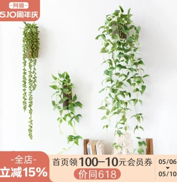 Ayin Wall Mounted Artificial Plant Decor Hanging Flower Pot Hanging Vines Balcony Creative Wall Greenery Small Hanging Piece