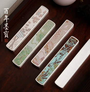 Brocade Silver-Plated Paperweight Specialized for Calligraphy and Traditional Painting, Wholesale Inkstone Book Press, Creative Chinese Style Brush Practice Ornament, Girls' Cultural Creative Gift, Four Treasures of the Study, High-Appearance Gift