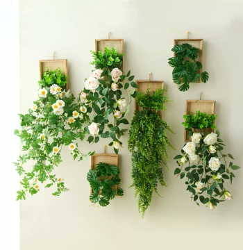 Instagram-Style Artificial Plant Wall Decor: Small Daisy Hanging Vines for Indoor Walls, Fake Flowers to Conceal TV Background Blemishes