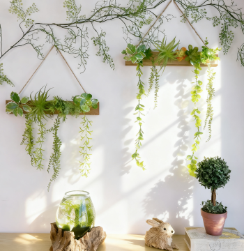 Wall-Mounted Artificial Greenery, INS Nordic Style Creative Hanging Plants, Decorative Wall Cover for Backgrounds, Kindergartens