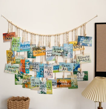 Creative Wall Decor Photo Wall Hanging Twine Clip Ornaments Living Room Background Wall Photo Storage Display Clips