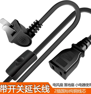 Two-Hole Two-Core 2-Prong Power Extension Cord with Switch, Creative Wiring Board for Electric Fans, Extended Plug