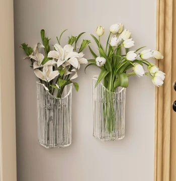 Wall-Mounted Pothos Plant Pot, Transparent Hydroponic Flower Arrangement, Creative Living Room Wall Decor, Hanging Water Culture Vase