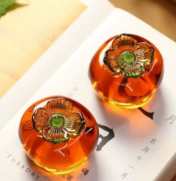 Persimmon Good Fortune Glazed Paperweight Calligraphy Brush Ruler Paper Weight Beginner Student Creative Study Decor High