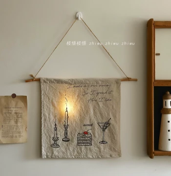 Zhiwu 'Life is Your Own Decision' Candle Hanging Tapestry, New Year Home Atmosphere Decorative Cloth, New House Background Wall Cover