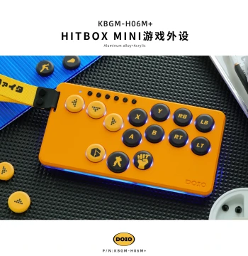 DOIO Mechanical Switch HITBOX Aluminum Alloy Upgradeable Wireless Mini Portable Gaming Keyboard, Street Fighter 6, King of Fighters Joystick, Arcade Fighting, PS5, Switch, Steam, NS2 KBGM-H06M+