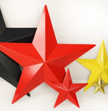 Custom Best-Seller New Chinese Style Wrought Iron 3D Five-Pointed Star Bar Office Hall Cafe Wall Decor Wall Mount Ceiling Hang