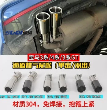 Compatible with BMW 3 Series 4 Series 3 Series GT Restore Tailpipe 320Li 330 425i 5 Series Recovery Dual Outlet Exhaust Tip