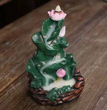 New Cross-Border Resin Backflow Incense Burner: Creative Lotus Leaf Design Aromatherapy Stove; Original Home Decor Ornament