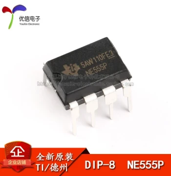 Original Genuine Through-Hole NE555P Chip, Single High-Precision Timer IC, DIP-8