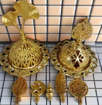 [Direct from Manufacturer] Cross-Border Golden Hollow Middle Eastern Arabic Incense Burner - Metal Tower Incense Holder