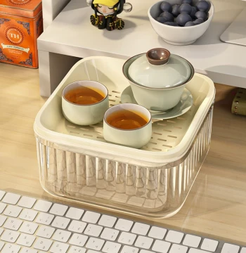Single-Person Workstation Tea Tray Small Tea Set Office Brewing Artifact Filter Bucket Small Drainage Tray for Young People