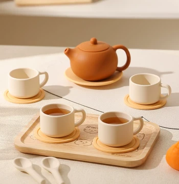 Silicone Children's Tea Set - Adorable Baby Pretend Play Toy, Food-Grade Safe for Drinking Water and Brewing Tea, Teapot and Afternoon Tea Cups