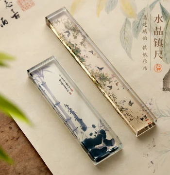 Crystal Paperweight Cute Panda Dongyang Sibao Tang Calligraphy Four Treasures of the Study Desktop Ornament