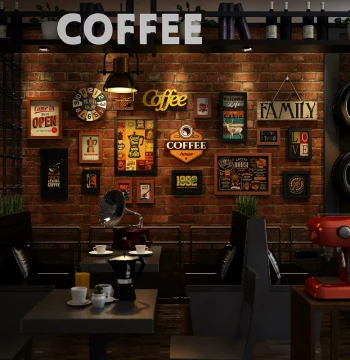Industrial Style Cafe Wall Decor: Creative Retro Murals and Personalized Wall Hangings for Bars and Restaurants