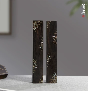Lanzhai Qingfeng Purple Sandalwood Mother-of-Pearl Inlay Paperweight Solid Wood Calligraphy Beginner Ruler Press Dedicated Four Treasures of the Study Paperweight New Chinese Style Brush Press Ruler Gift Box