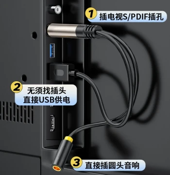 SPDIF Coaxial Audio Converter with RCA Connectors for TV to 3.5mm Female Jack Adapter for Speakers and Amplifiers (AUX)