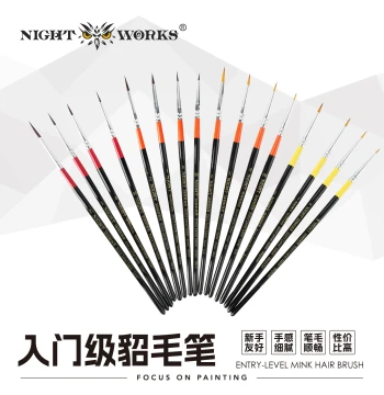 NightWorks Entry-Level Mixed Hair Line Brush Series: Short Peak/Long Peak/Extra Long Peak