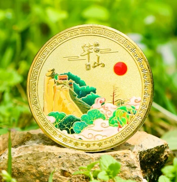 Four Famous Mountains Commemorative Coin DIY Magnetic Fridge Magnets - Viral Landmark Souvenirs for Tourism Check-ins (Huashan, Taishan, Lushan, Huangshan) 40mm