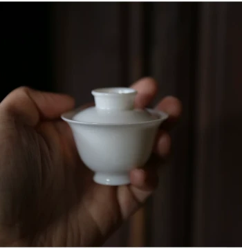 [Xiao Bai Yu Mini Gaiwan] Kung Fu Tea Set, Chaozhou Style Gaiwan, High-Temperature White Porcelain Tea Bowl