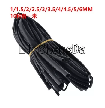 Black Insulated Heat Shrink Tubing Pack, 10 Diameters x 1m Each: 1/1.5/2/2.5/3/3.5/4/4.5/5/6MM