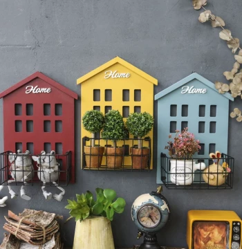 American Retro Simple Wall-Mounted Storage Small House Clothing Store Decoration Kindergarten Decorative Wall Art Iron Craft