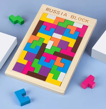 Tetris Puzzle Wooden Building Blocks: Early Education Intellectual Toy for Boys and Girls, Assembly Puzzle Board