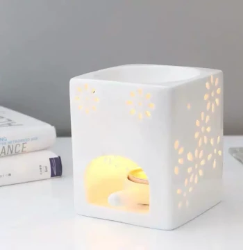 Small and Large Ceramic Essential Oil Aroma Lamps - Square Hollow Design Incense Burners, Direct from Manufacturer