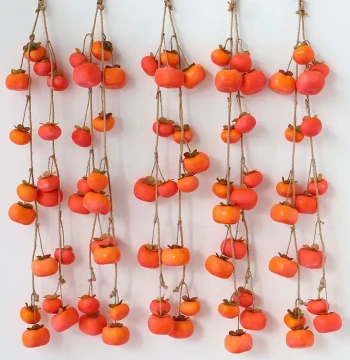 New Artificial Persimmon String 'Shi Shi Ru Yi' Ornament for Indoor Wall Hanging, Branch Decoration, and Festive Celebrations