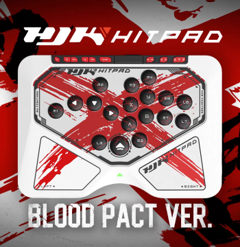 HJK HITPAD Blood Alliance White Full-Button Controller - Hitbox Joystick for Fighting Games like Street Fighter 6