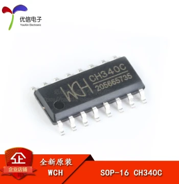 Original Genuine SMD CH340C SOP-16 USB-to-Serial IC Chip with Built-in Crystal Oscillator