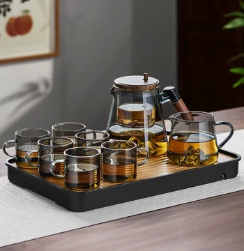 Elegant Tea Infuser Set with Glass Teapot and Tray for Home and Office Use