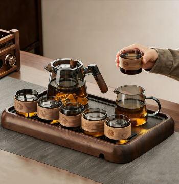 YIHUTEA Glass Tea Set 2026 New Arrival - Thickened Heat-Resistant Teapot Set with Tea Tray and Cups, Complete Tea Service