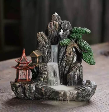 Cross-Border New Arrival Resin Backflow Incense Burner Craft Ornament Creative Mountain Flowing Water Reflux Aromatherapy Burner Home Decor