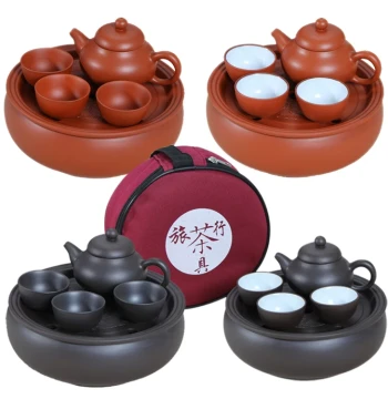 Purple Clay Kung Fu Teapot Set, Travel Portable Tea Set, Car and Tourism Tea Set, Complete Ceramic Small Tea Set for Brewing