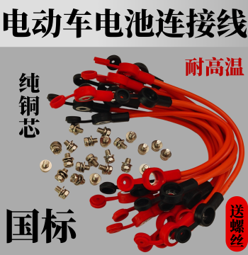 Electric Vehicle Battery Connection Cables for 48V/60V/72V, Thickened Pure Copper 2.5/4/6 sq.mm