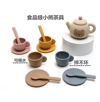 Food-Grade Silicone Children's Tea Set: Shatterproof with Four Small Cups, Ideal Holiday Gift for Tea Art and Brewing