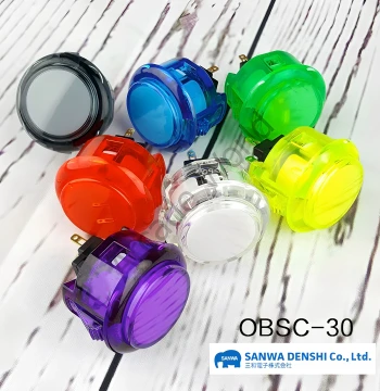 Original Sanwa Button SANWA Transparent Button OBSC-30 Cassette Style Warstick Joystick Parts Arcade Fighting Games