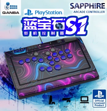 QANBA Sapphire S1 All-Button Arcade Stick Cherry Switch Mechanical Hitbox Keyboard Supports PS5 PS4 PC Steam Street Fighter 6 Tekken 8 Fatal Fury King of Fighters '97