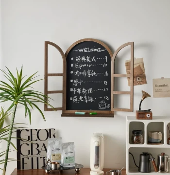 American Country Vintage Distressed Fake Window Blackboard Wall-Mounted Shelf Rack Coffee Clothing Store Wall Decoration 3D