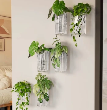 Hydroponic Plant Wall-Mounted Flower Pot Transparent Pothos Fresh Flower Rack Green Plant Wall Vase Decorative Hanging Shelf