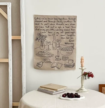 Zhiwu Vintage English Red Wine Tapestry French Artistic Life Decorative Cloth Linen Background Wall Soft Furnishing
