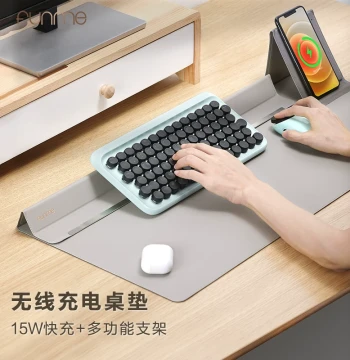 [Wireless Charging Desk Mat] FUNME Geek Phone Wireless Charging Desk Mat Smart Mouse Pad Multifunctional Oversized Laptop Stand 15W Fast Charging Computer Magnetic Office Foldable Riser