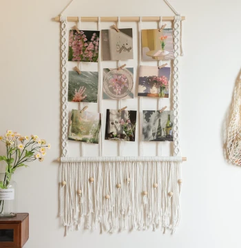 Photo Wall Ins Style Handwoven Tapestry Photo Display Hanging Ornament Kindergarten Environment Creation Decoration Nordic Rope Woven Wall Hanging