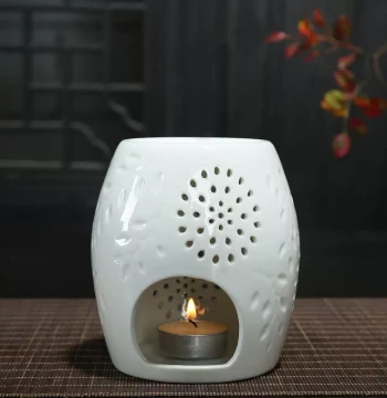 Ceramic Hollow Aromatherapy Burner Candle Essential Oil Burner Night Light Sphere Drum Type Incense Lamp Creative Home Manufacturer